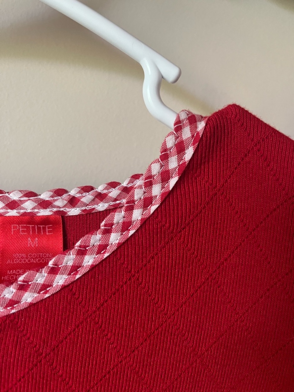 Vintage Liz Claiborne Gingham Scallop Edge Cotton Cardigan Sweater MP M - Picture 3 of 6